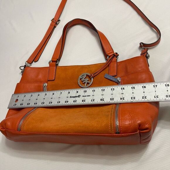 Michael Kors Orange Suede Leather Purse Handbag - Picture 5 of 16